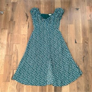 Miami Green Floral Midi Bow detail Dress Size Large